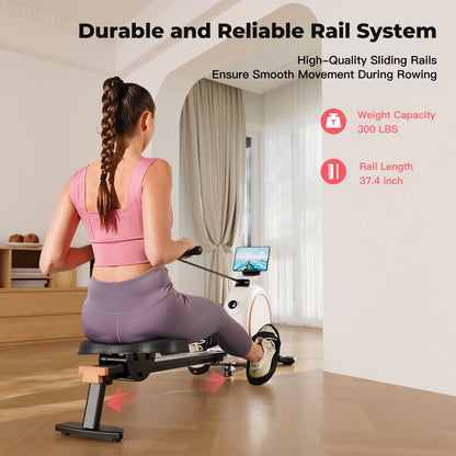 32Level Adjustable Resistance 300LBS Trainer Row Machine LED Monitor Tablet Holder Bluetooh Fitness Machine
