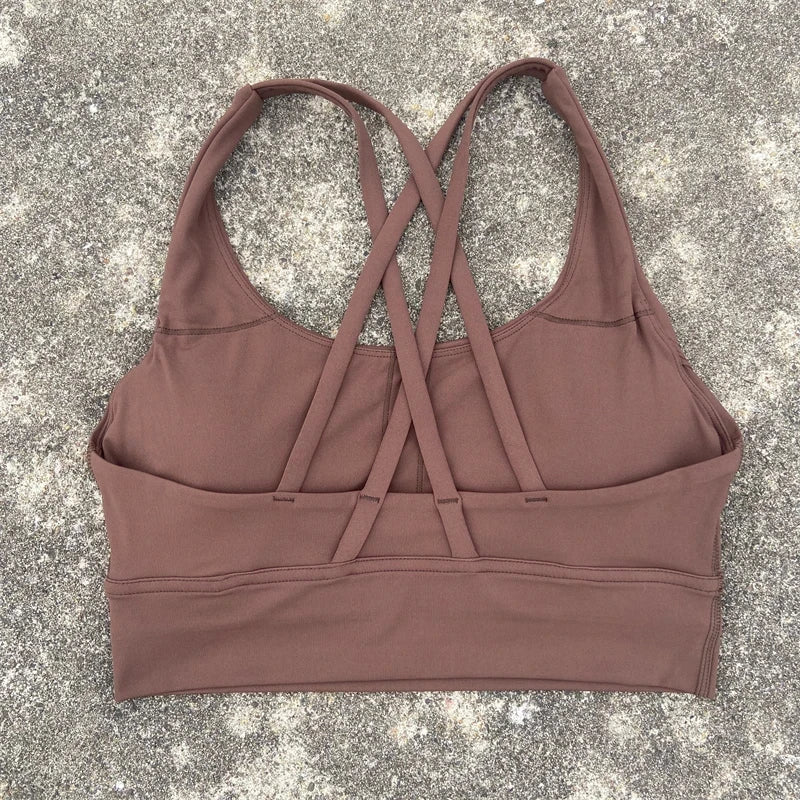 Solid Color Fitness sport Bra Women Cross soft high strength