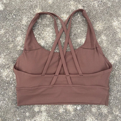 Solid Color Fitness sport Bra Women Cross soft high strength