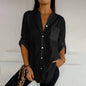 Women Casual Sequin Beaded Shirts Long Sleeve Vintage Shirt