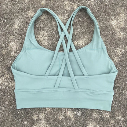 Solid Color Fitness sport Bra Women Cross soft high strength