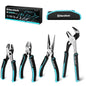 4-Piece Pliers Set with Rolling Pouch Premium Cr-Ni Construction