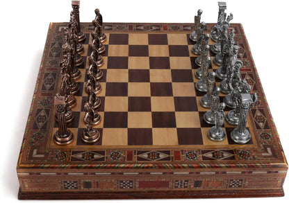 British Army Antique Copper Metal Chess Set for Adults