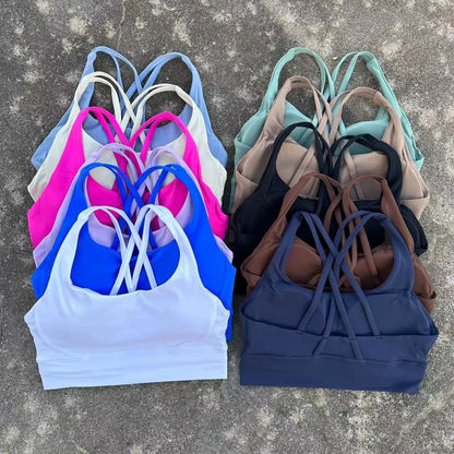 Solid Color Fitness sport Bra Women Cross soft high strength