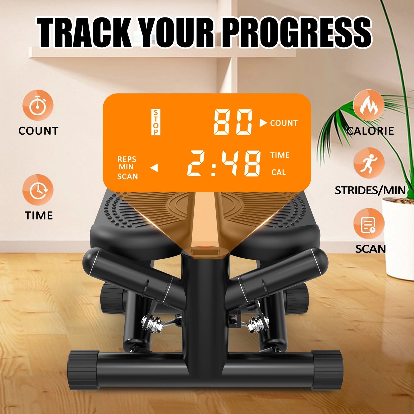 Sports Mini Stepper -330 pound Rotating Stepper with Resistance Band Portable Full Body Exercise Equipment