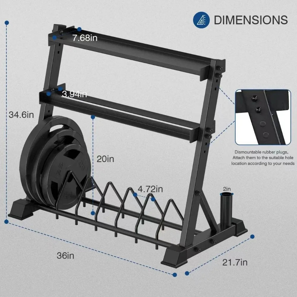 Dumbbell Rack 3-Tier Weight Plate Rack Storage Stand