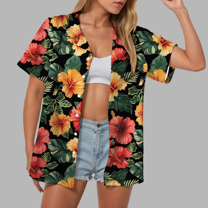 Hawaii Womens Summer Beach Shirts Cardigan Short Sleeve