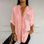Women Casual Sequin Beaded Shirts Long Sleeve Vintage Shirt