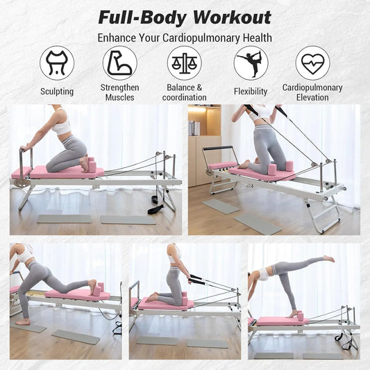 Pilates Reformer Machine 77" Foldable Pilates Equipment for Home Gym Workout
