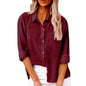 Ladies Casual Spring Summer Lapel Tie Pocket Long Sleeve Shirt