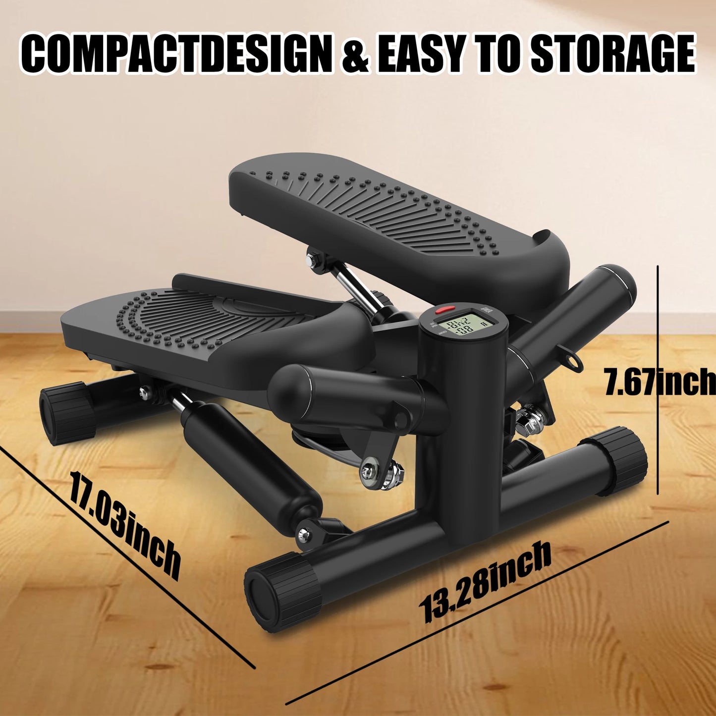 Sports Mini Stepper -330 pound Rotating Stepper with Resistance Band Portable Full Body Exercise Equipment