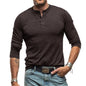 Long Sleeve Men'S T-Shirt Lightweight Button Basic