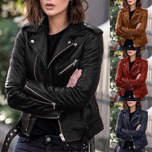 Autumn Women Plus Size PU Leather Jackets  S-5XL