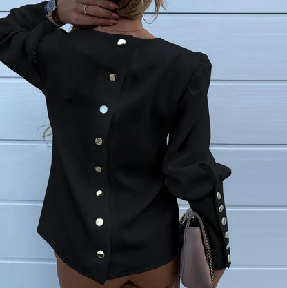 Fashion Backless Buttons Design Long Sleeve Shirts
