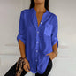 Women Casual Sequin Beaded Shirts Long Sleeve Vintage Shirt