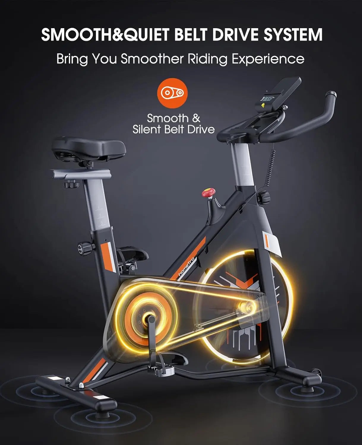 Exercise Bike, Adjustable Magnetic/Brake Pad Resistance Silent Belt Drive