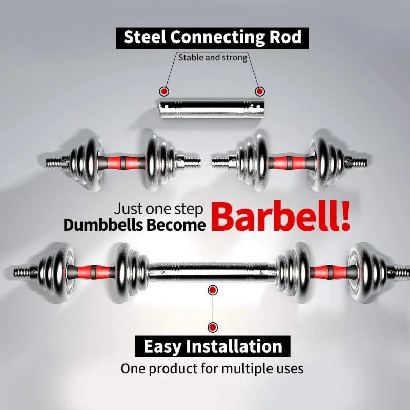 Adjustable Dumbbell Set, Cast Iron Barbell Set with Carrying Case