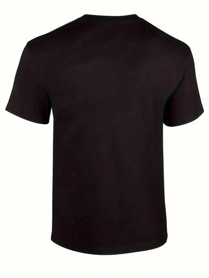 Men's Cotton Casual Black T-Shirt with Humorous Graphic