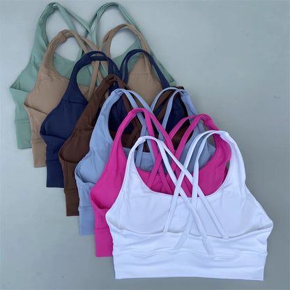 Solid Color Fitness sport Bra Women Cross soft high strength