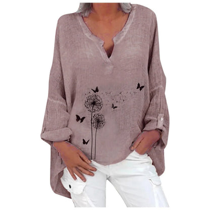 Long Sleeve Women Blouse Butterfly Print Spring Shirt
