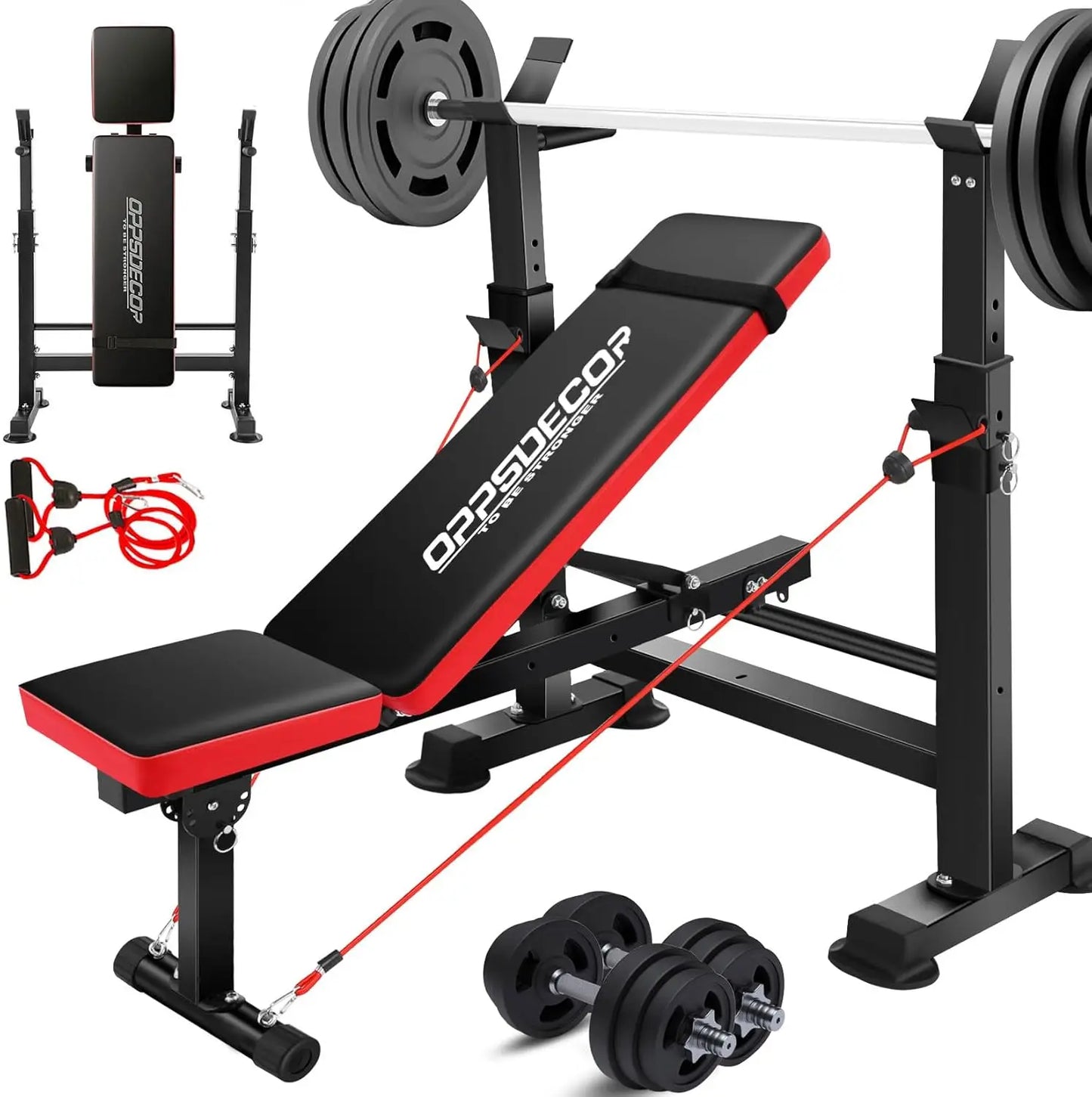 660lbs 6 in 1 Weight Bench Set with Squat Rack Adjustable Workout Bench