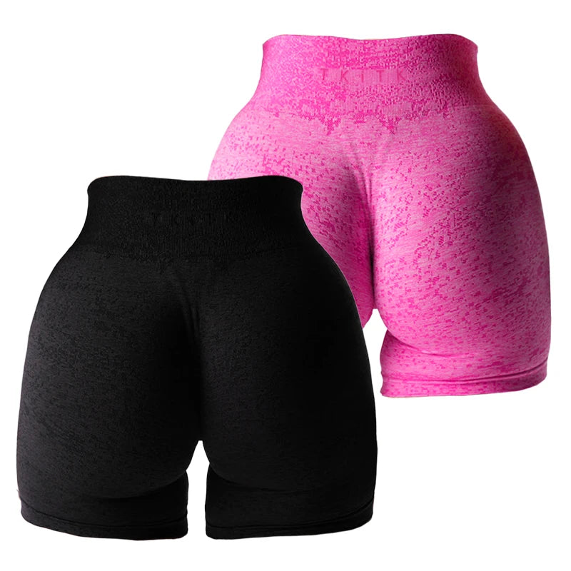 2Pcs Digital Seamless Shorts Women Soft Workout Tights