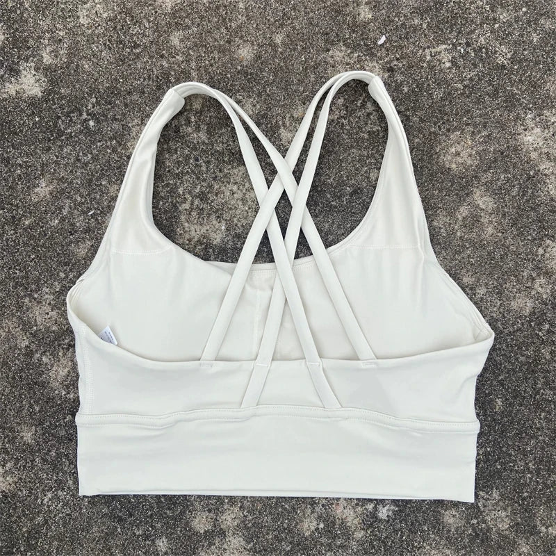 Solid Color Fitness sport Bra Women Cross soft high strength