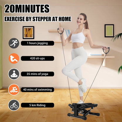 Sports Mini Stepper -330 pound Rotating Stepper with Resistance Band Portable Full Body Exercise Equipment