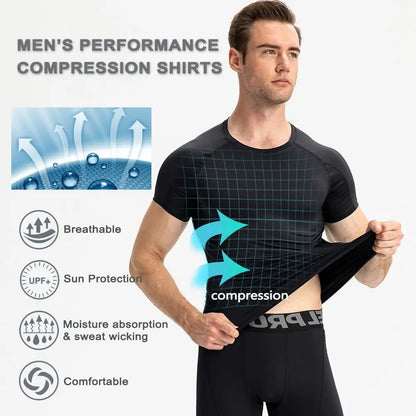 Compression Shirts Athletic Workout T-Shirt UPF 50+ Quick Dry