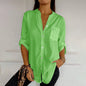 Women Casual Sequin Beaded Shirts Long Sleeve Vintage Shirt