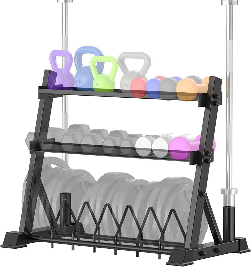 Dumbbell Rack 3-Tier Weight Plate Rack Storage Stand