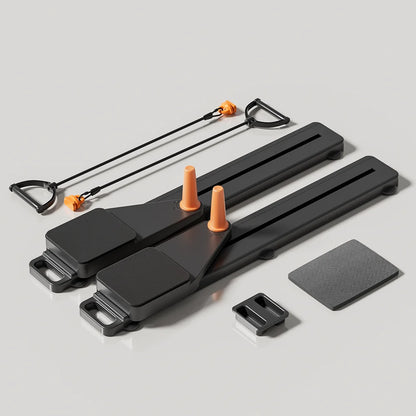 2-in-1 Abs & Ski Board - Portable Core/Leg Trainer, Split Pilates-Reformer for Home Gym