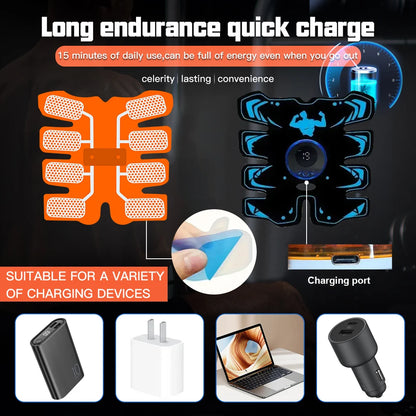 EMS Abdominal Muscle Stimulator Massage USB Rechargeable Abdominal Muscle Stimulation Belt Trainer