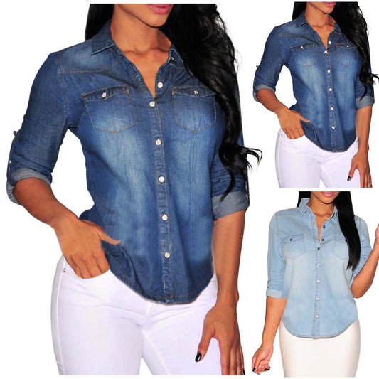 Long Sleeve Women's Denim Shirt