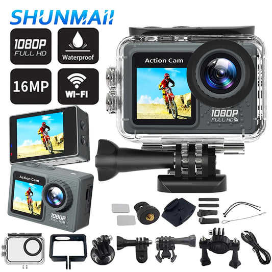 1080P/30FPS WiFi Action Camera 2.0" 30m Waterproof Exercise Video Recorder 120° Wide Angle Sport Camcorder w/ Accessories Kit