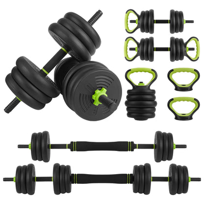 4-in-1  Dumbbells Set Barbell Kettlebells Push-Up-Stand 44 Pounds