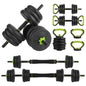 4-in-1  Dumbbells Set Barbell Kettlebells Push-Up-Stand 44 Pounds