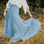 High Waist Boho Women Maxi Skirts Elegant Beach Casual Vestido Summer Solid Harajuku Large Swing A Line Long Skirt Ruffles Jupes