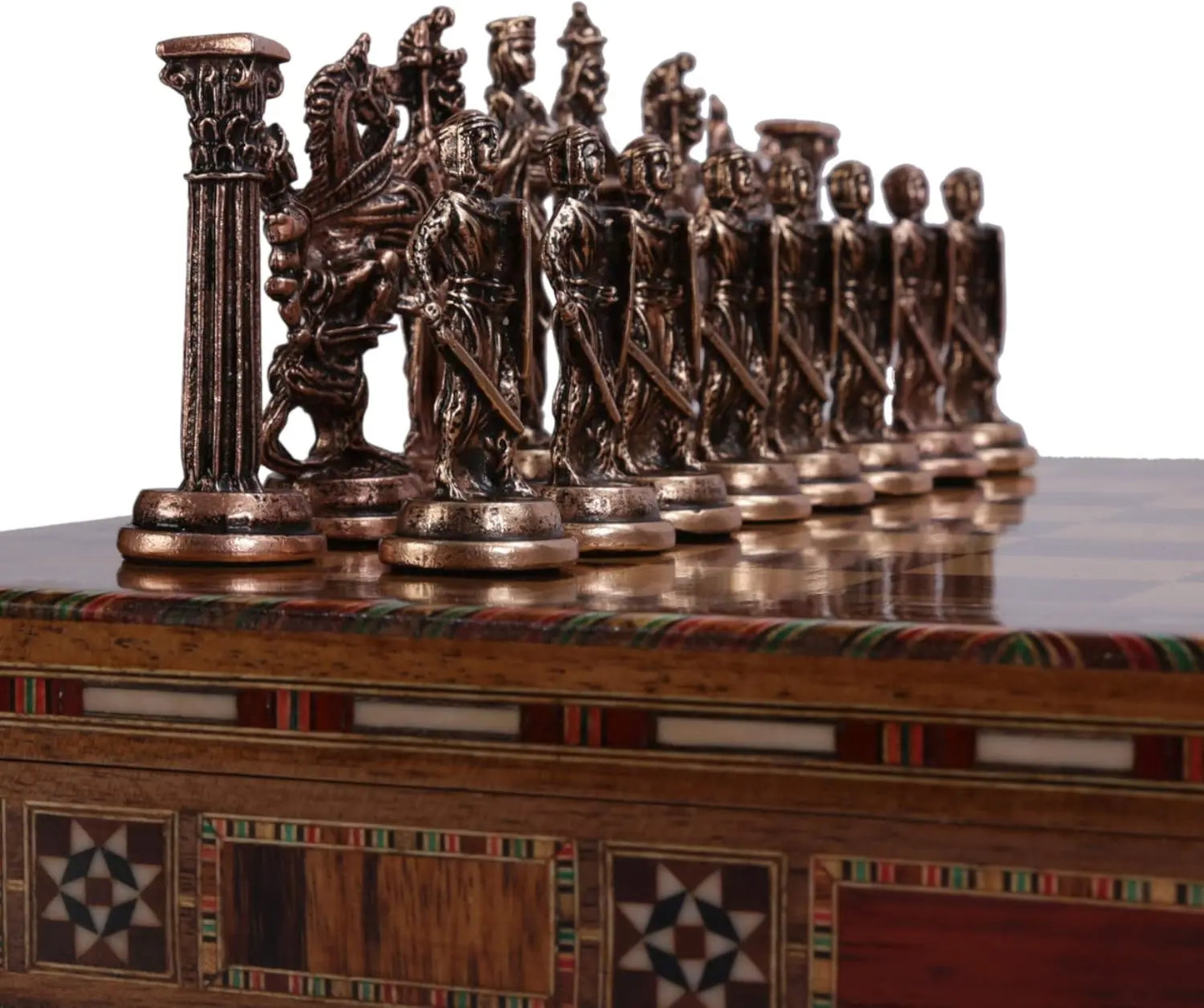 British Army Antique Copper Metal Chess Set for Adults