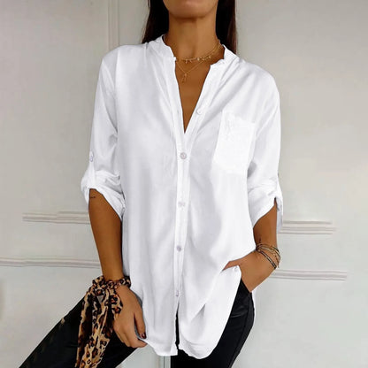 Women Casual Sequin Beaded Shirts Long Sleeve Vintage Shirt