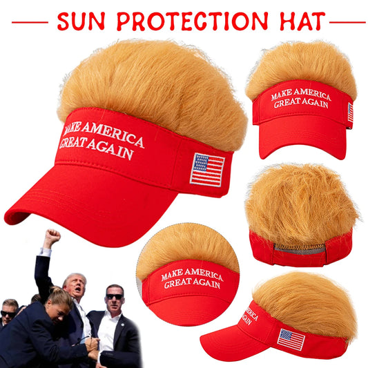 Trump 2024 Hat with Hair Embroidered Baseball Cap