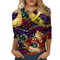 Carnival Printed Women Casual T-Shirts Spring Summer 3/4 Sleeve