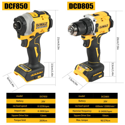 DeWalt Lithium Brushless Motor Screwdriver Electric Hand Drill Impact Drill Combination DCF850 DCD805 No battery pack