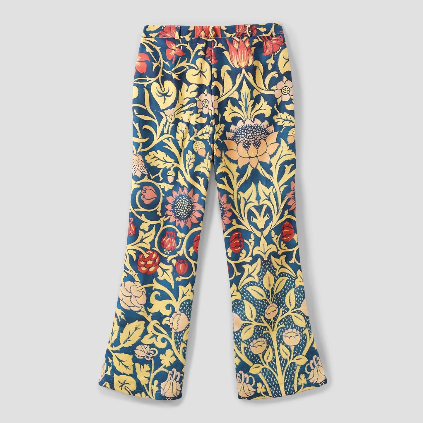 Womens Vintage Wide Leg imitation Jeans High Waisted Casual Pants 90s Floral Printed Trousers