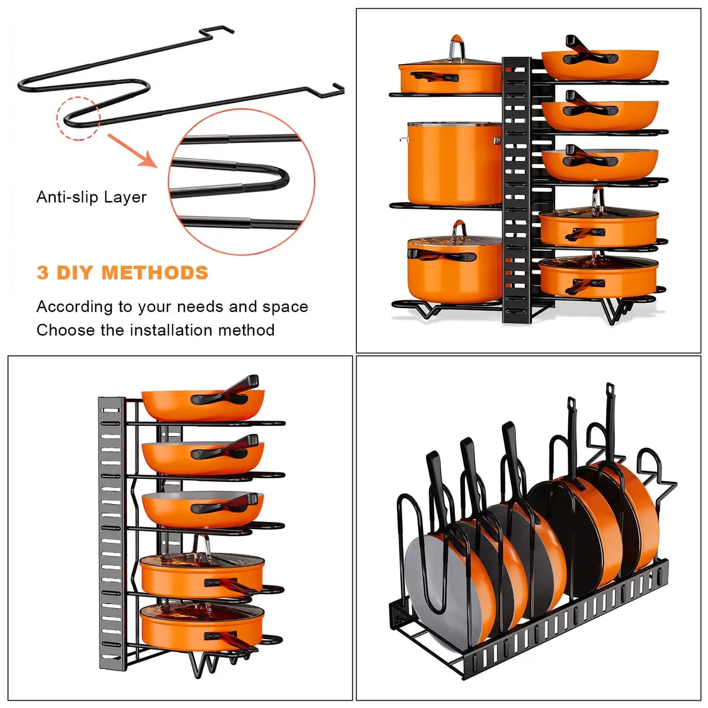 Pot Organizer Rack 8 Tiers Pots and Pans Organizer