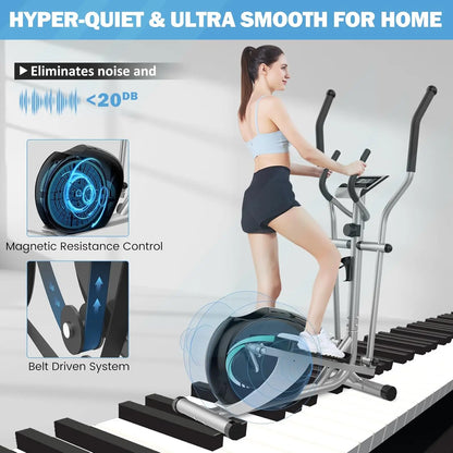 Magnetic Elliptical Training Machines, Hyper-Quiet Fitness Cardio Elliptical Trainer w/ 6KG Flywheel,