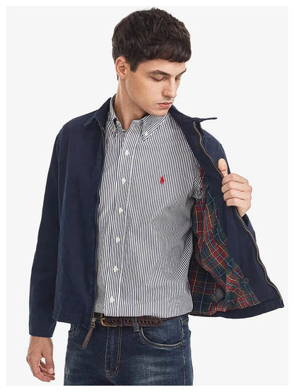 2025 Spring Ralph Lauren New Collar Short Loose Solid Color Jacket Men's Business Casual Thin Coat Trend