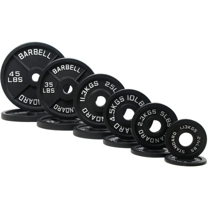 Cast Iron Plate for Strength Training and Weightlifting, Pairs, Sets or Set with Barbell