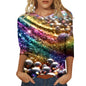 Carnival Printed Women Casual T-Shirts Spring Summer 3/4 Sleeve