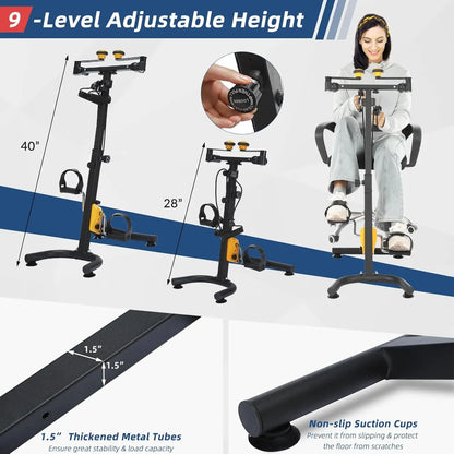 Pedal Exerciser for Elderly, Hand Arm Leg and Knee Exercise Bike, Adjustable Fitness Equipment